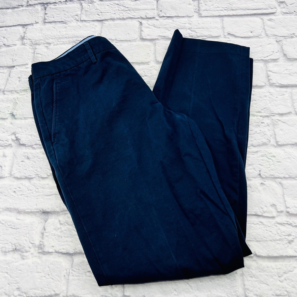 J Crew Bedford Pants Mens 34x34 Dark Blue Cotton Flat Front Chinos